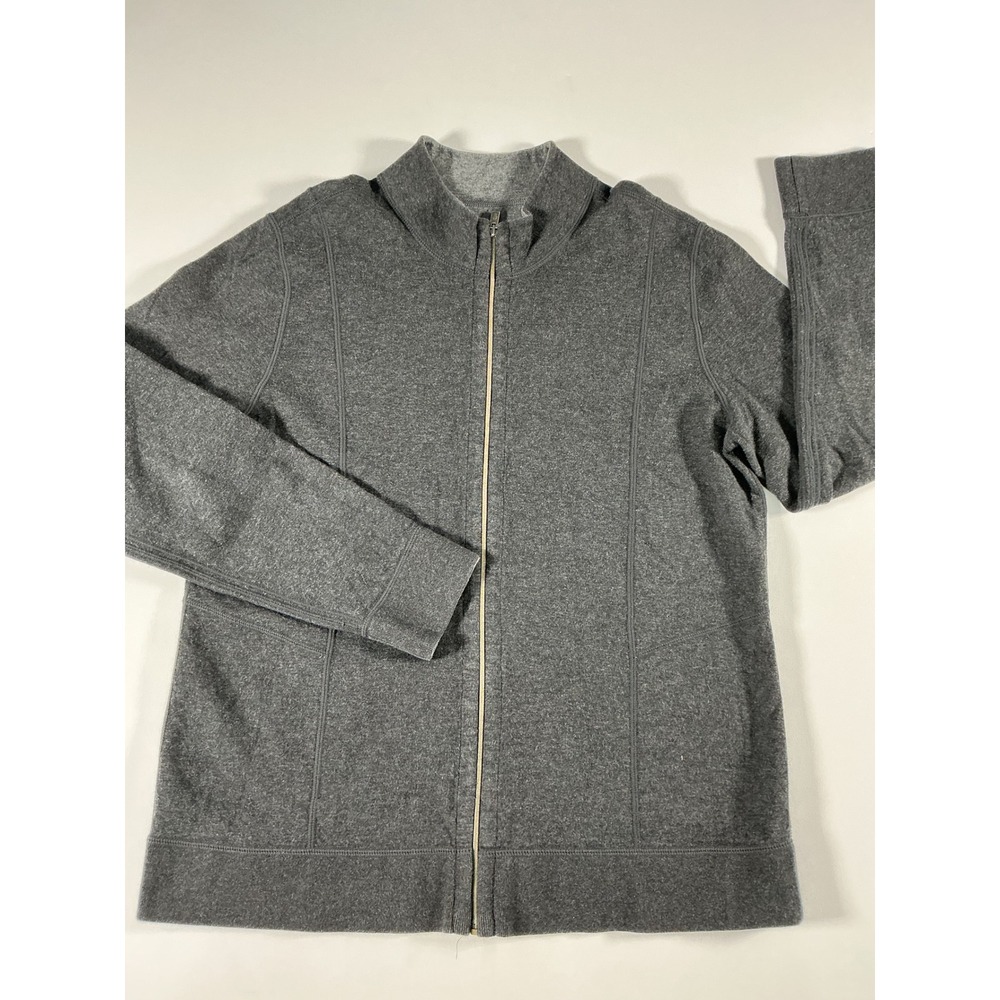Tommy Bahama Men's Gray Full Zip Knit Jacket Mock Neck Size L